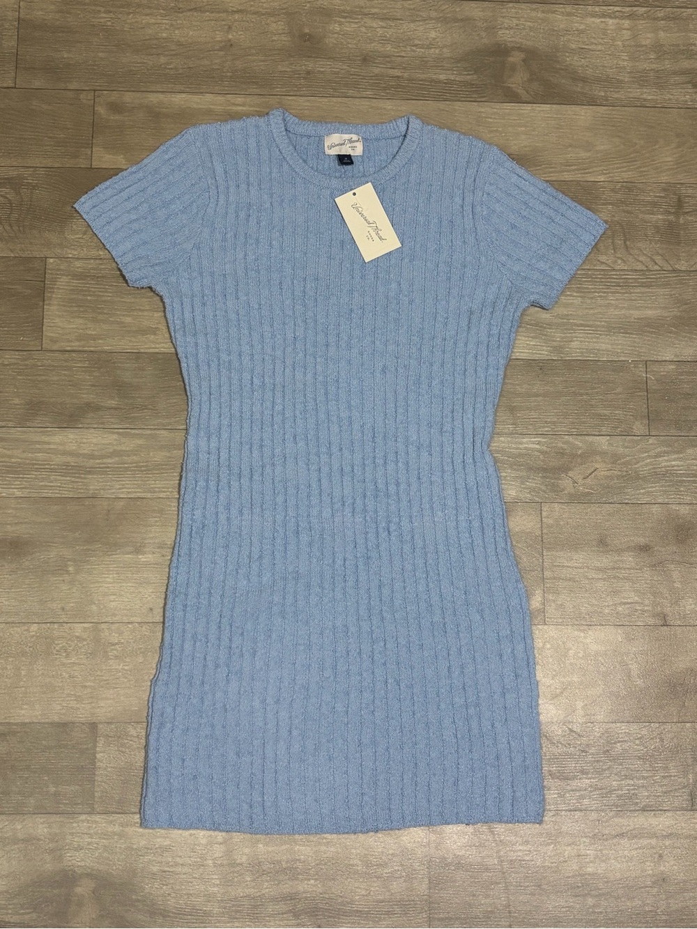 Universal Thread Women Short Sleeve Rib Mini Sweater Dress Blue Size M - Picture 2 of 12